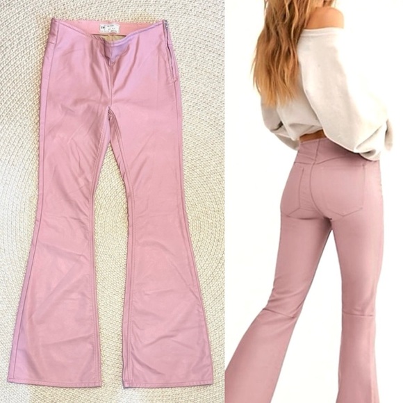 Vegan Leather Penny Pull on Flare Pants - Picture 1 of 10